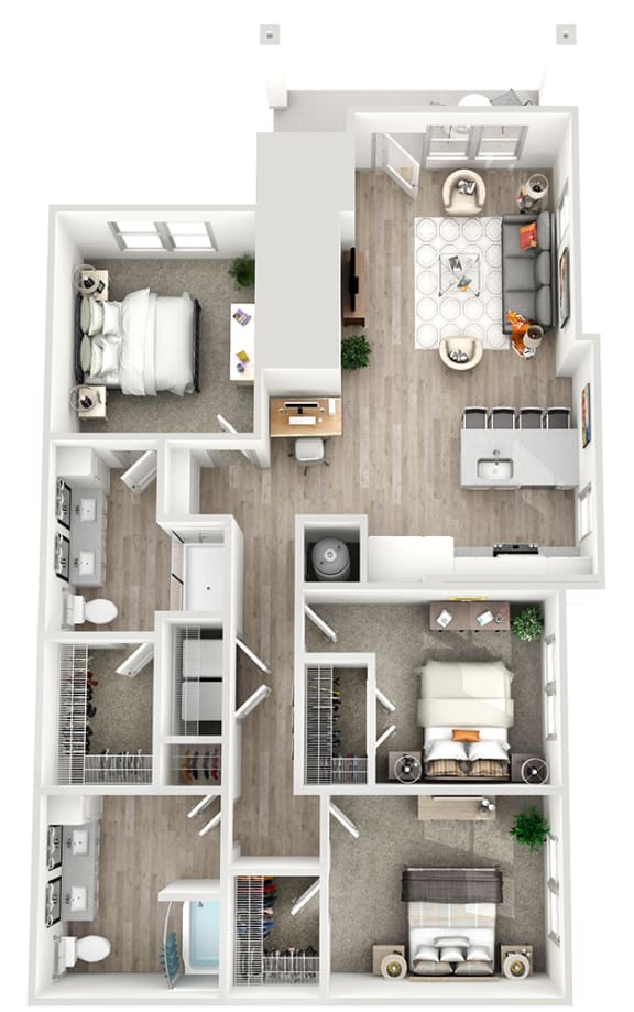 a 3 bedroom floor plan of a297297