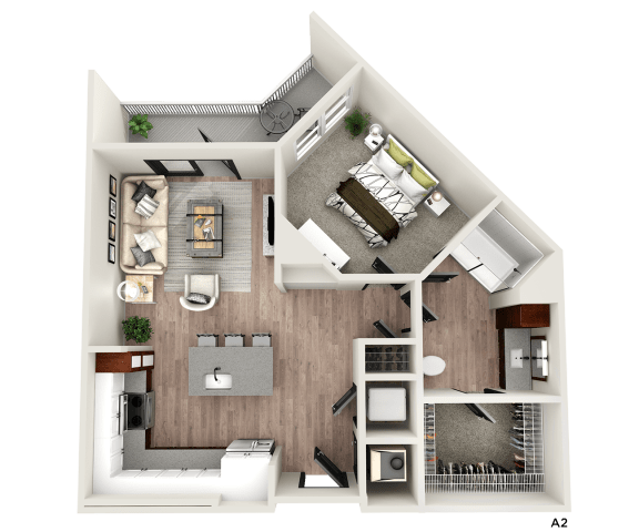a floor plan of a bedroom with a bathroom and a living room