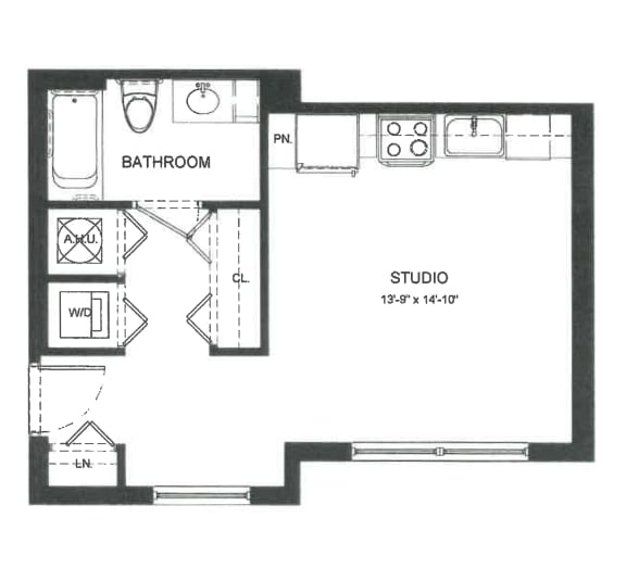 Floor Plan  a floor plan of a small house with a bedroom and a bathroom