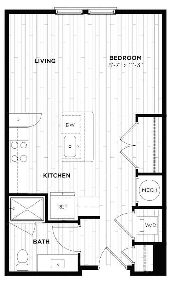 a floor plan of a small house with a kitchen and a living room
