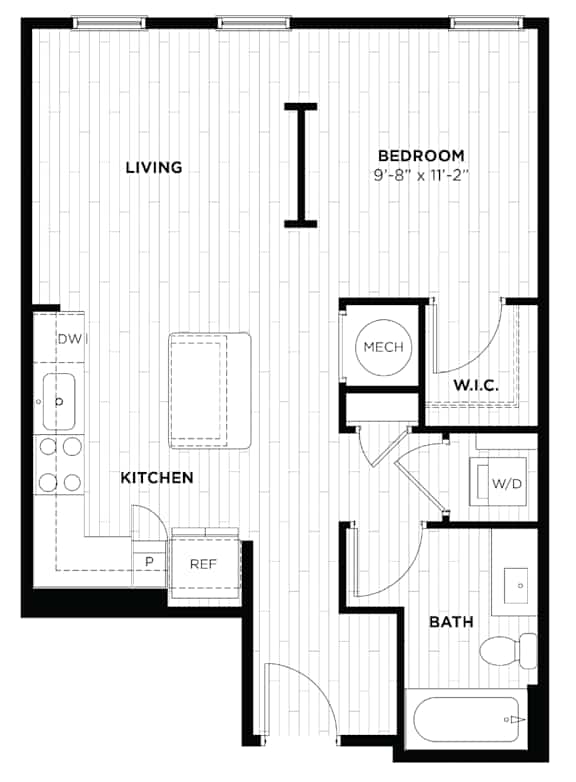 a floor plan of a house with a kitchen and a living room
