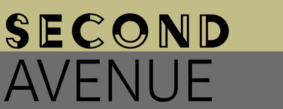 the word second avenue in black and a yellow background with the word word awesome in
