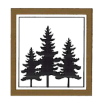 A black and white picture of two trees in a frame.