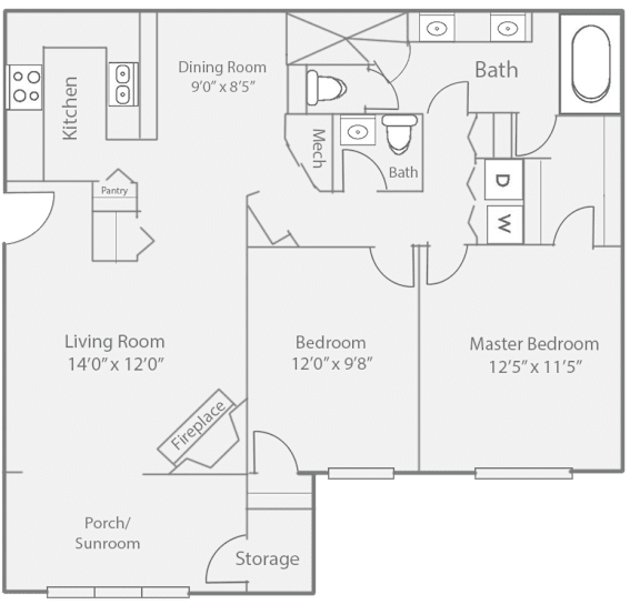 A black and white image of a floor plan for a house.