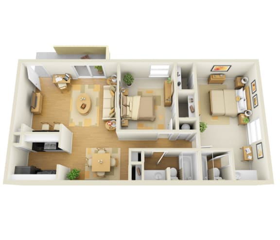 a bedroom floorplan of a 1 bedroom995 sq ft apartment at L'Estancia, Sarasota, 34231
