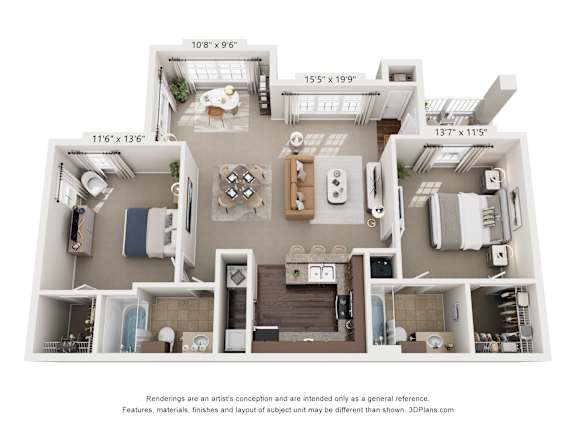 A 3D floor plan of a house with dimensions and a disclaimer at the bottom.