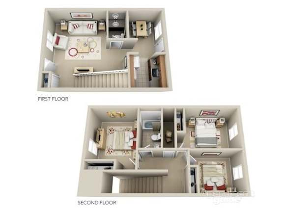 A diagram shows the layout of a two-story apartment.