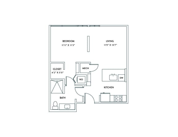 a floor plan of a 1 bedroom floor plan