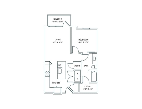 a floor plan of a 1 bedroom floor plan