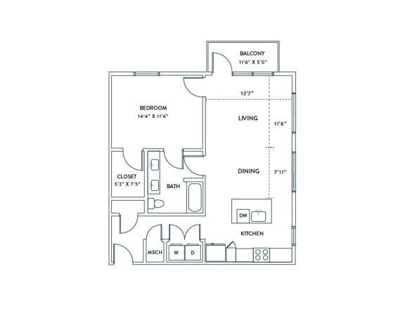 a floor plan of a 1 bedroom floor plan