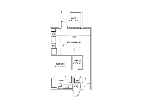 a floor plan of a house with an open floor plan with a bedroom