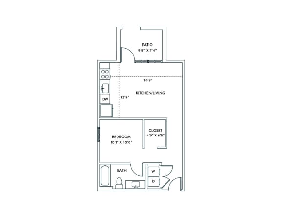 a floor plan of a house with a bedroom and a living room