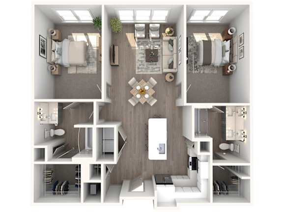 A modern bathroom with a large mirror and a sink.