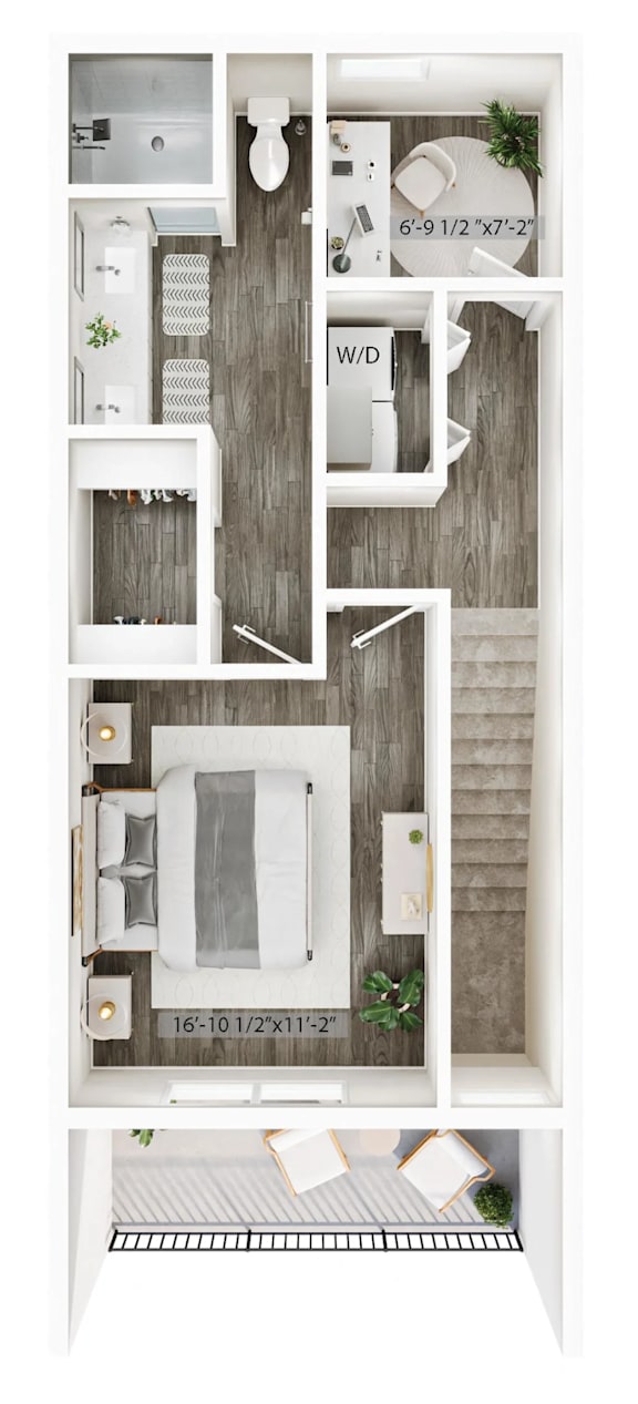 A series of images showing different layouts of a small apartment.