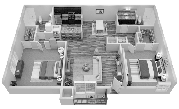A black and white image of a floor plan of a house.