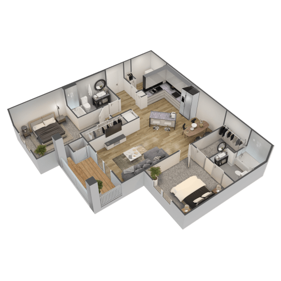 a 3d floor plan of a house
