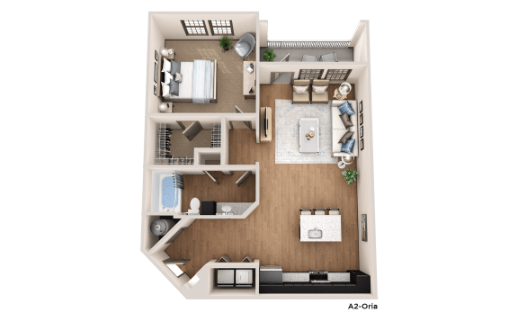 a floor plan of a house with a bedroom and a living room