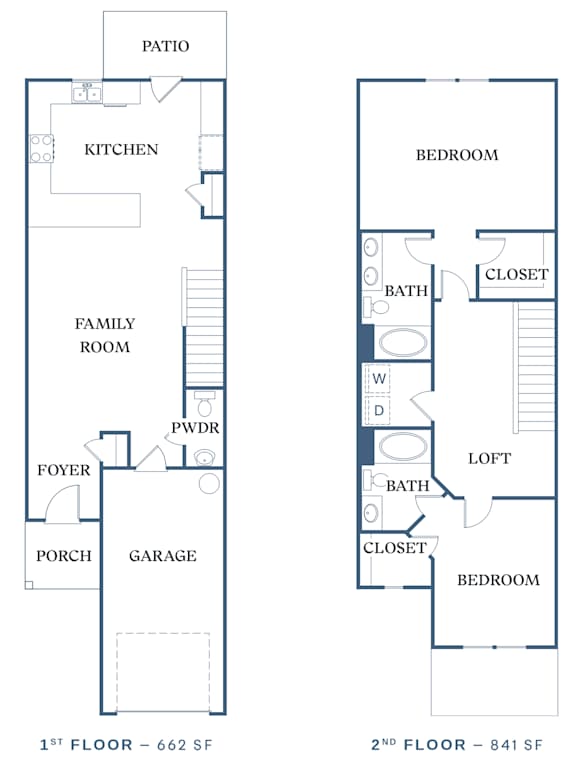 a floor plan of a two story house with a garage a kitchen and a living room