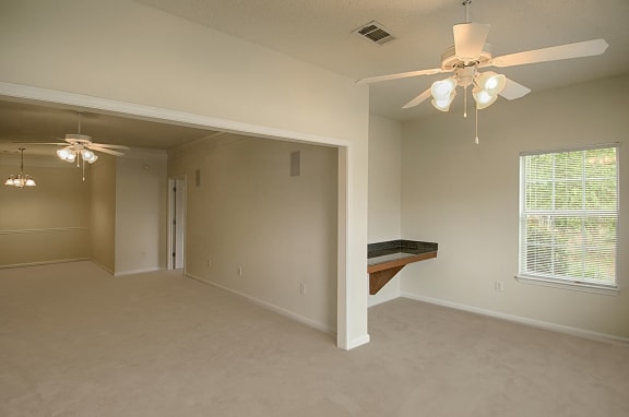 sun room with built in desk