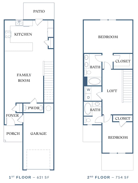 a floor plan of a two story house with a garage a kitchen and a living room