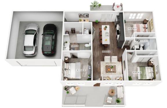 Floor Plan  3 Bedroom 2 Bathroom at Allier Foley, Foley