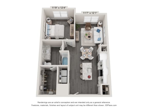 a 1 bedroom floor plan  at Fairview Springs in Covington, GA, 30016
