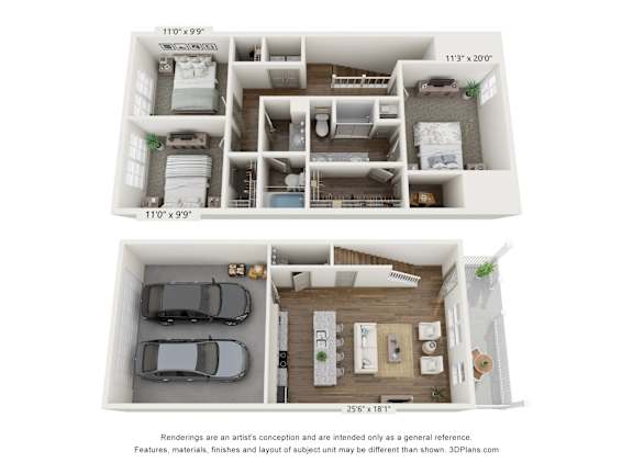 Three Bed Floorplan at Allier Heartwood, Richmond Hill, GA, 31324