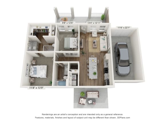 Two bedroom, two bathroom rental home in Port Wentworth, GA with an attached garage at Allier Port Wentworth