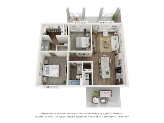 2 Bed Floorplan at Allier Heartwood, Richmond Hill, GA