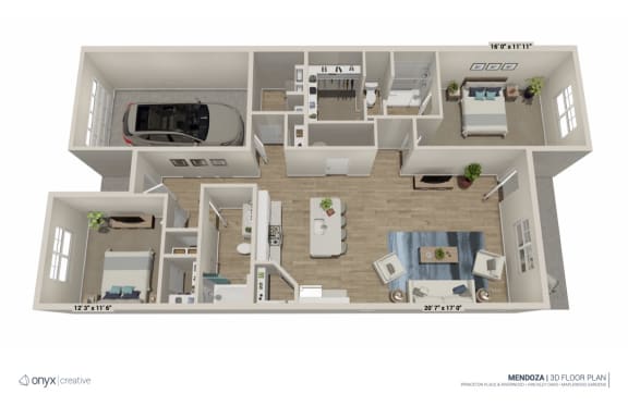 a floor plan of a 1 bedroom apartment  at The Villas at Maplewood, Parma Heights, OH, 44130