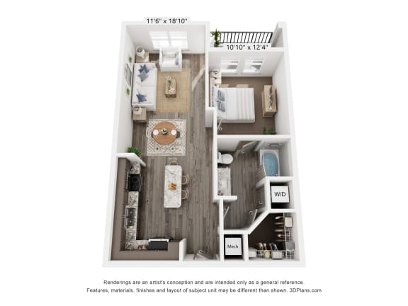 a 1 bedroom floor plan  villa residences  460 sq ft