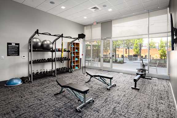 this is a photo of the exercise room in the survival condo at Tower on Tenth Apartments, Alabama, 35205