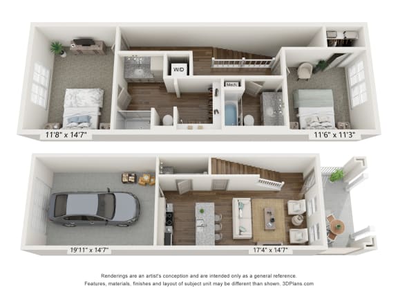 Two bedroom rental home with attached garage in Port Wentworth, GA at Allier Port Wentworth