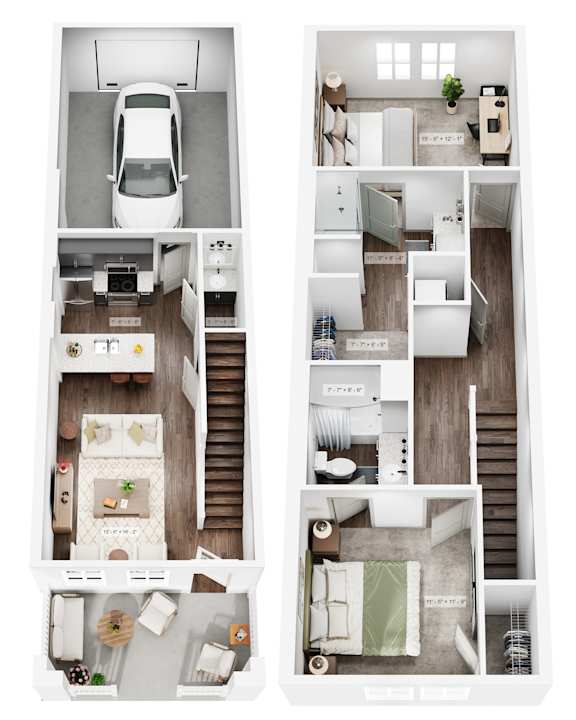 A set of four images showing different floor plans of a house.