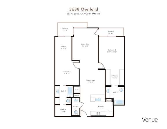 D Floor Plan at Venue, Los Angeles, 90034