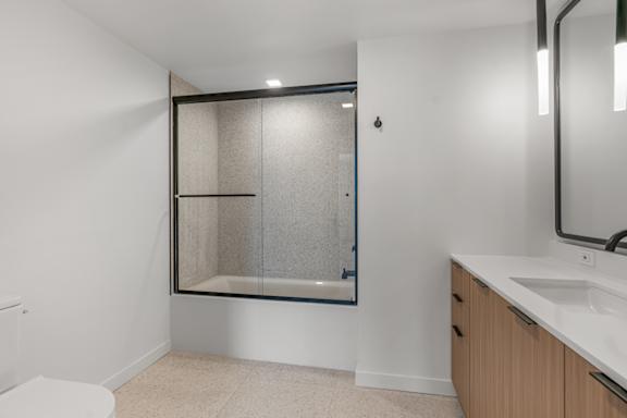 D - Bathroom with under-cabinet storage
