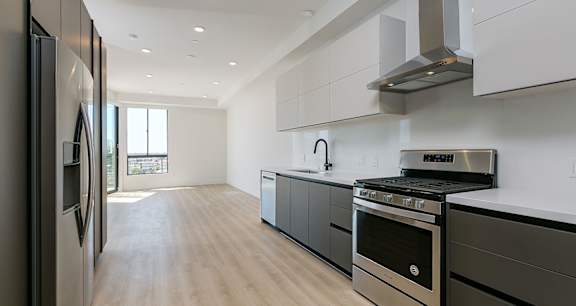 Walk-through kitchen in B2 layout