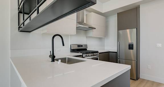 Sleek kitchen appliances in A1 layout