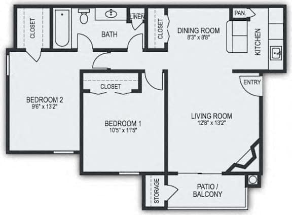 The Winston Deluxe 2 Bedroom Apartment features vaulted ceilings and a fireplace at Campbell Reserve in Joplin, MO.