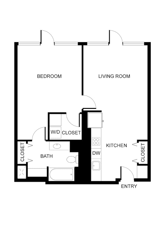 A black and white diagram of a house layout with labeled rooms.
