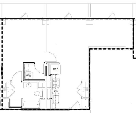 A black and white drawing of a floor plan with a reference and two dwelling units.