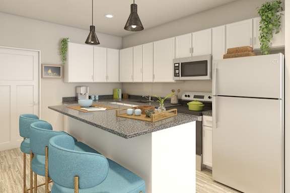 Fully Equipped Island Kitchen at Greenwood Commons Apartments, Delaware, 43015