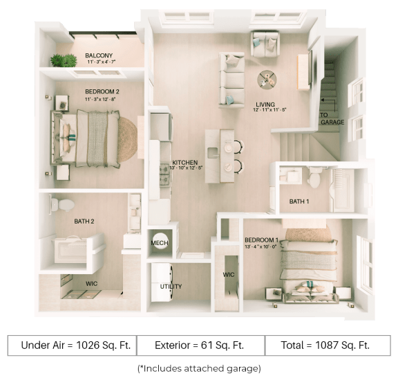 2 bed 2 bath floor plan A at Imperial Crossing Luxury Apartment Homes, Bonita Springs
