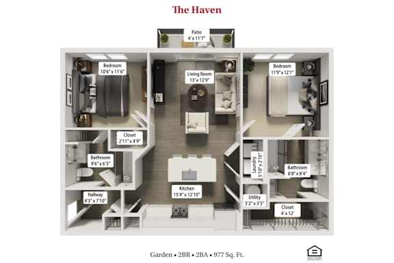 The Haven Floor Plan at Flats at Sugar Run Apartments, Delaware