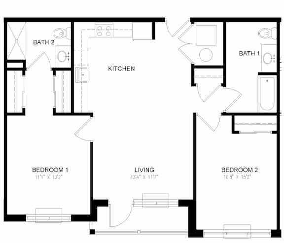 Residence 02 Floor Plan at Station Village at Denville, Denville, NJ