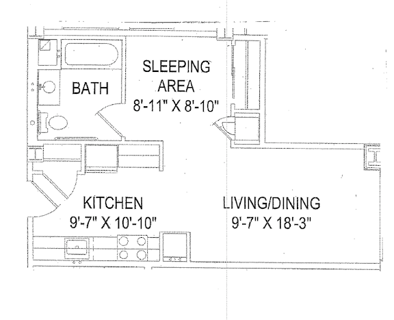 Studio Floor Plan at 66 Main, Yonkers, NY 10701