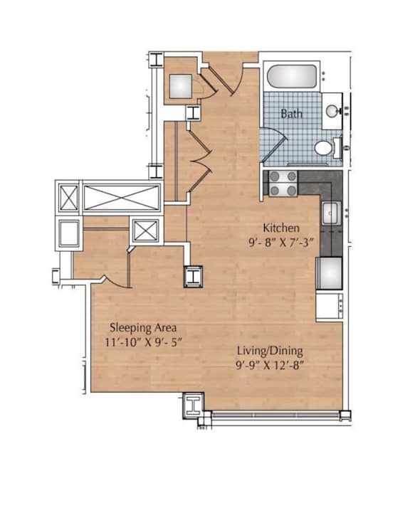 Studio S1 Floor Plan at 66 Main, New York