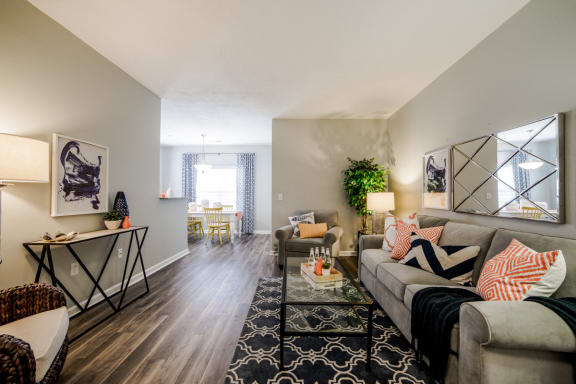 Furnished Living Room at Fieldstone at Glenwood Crossing, Cincinnati, Ohio