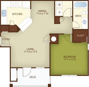 Oak Floor Plan at Stone Ridge Apartment Homes, Mobile, 36695