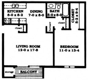 1 bed 1 bath 670 Sq.Ft. at Indian Ridge Apartments, Davenport 52807